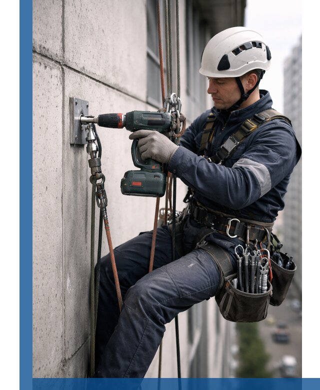 Установка анкерных точек для высотных работ в Елабуге